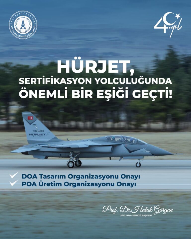 HÜRJET, Tasarım ve Üretim Organizasyon Onayı aldı