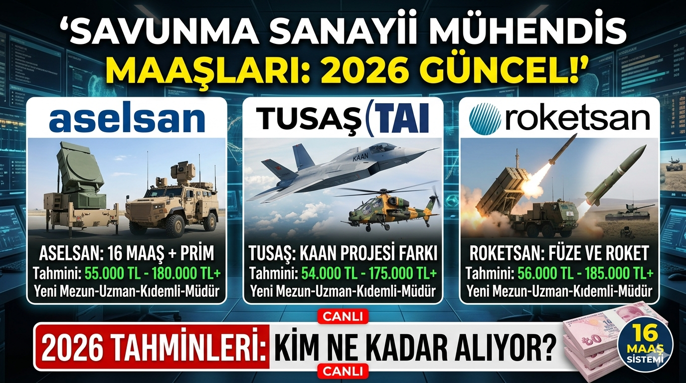 SAVUNMA SANAYİİNDE MÜHENDİS MAAŞLARI 2026: ASELSAN, TUSAŞ, ROKETSAN NE KADAR ÖDÜYOR?