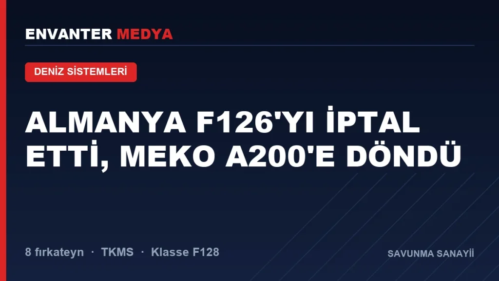 Almanya F126 Fırkateyn Programını İptal Etti: 8 MEKO A200 ile TKMS’ye Dönüş