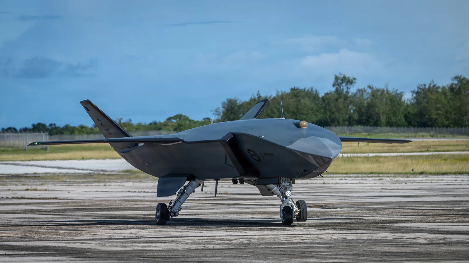 The MQ-28 Ghost Bat loyal-wingman uncrewed combat aircraft, developed under Boeing Australia's lead — the first military aircraft designed in Australia since the 1940s.