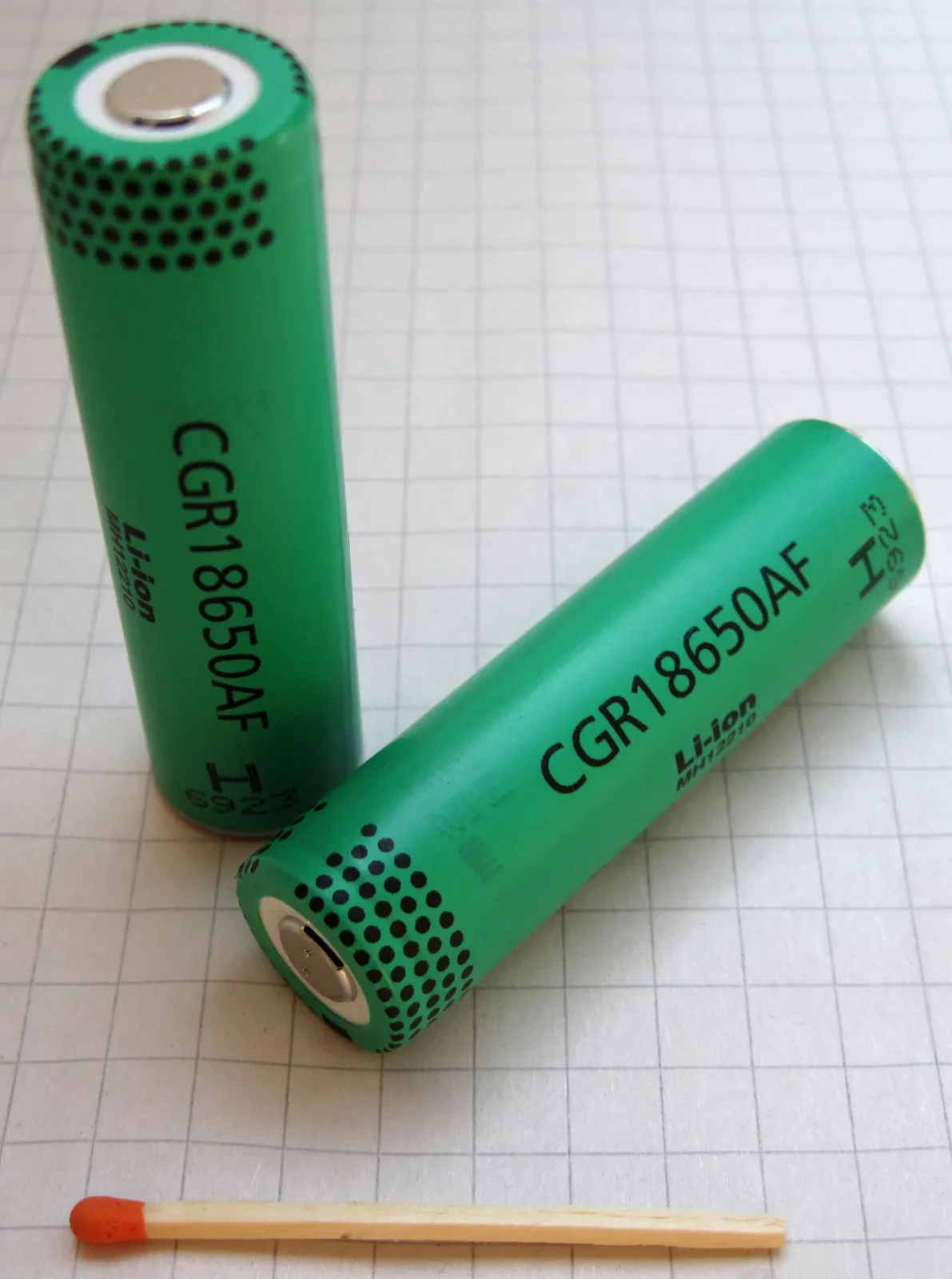 Size comparison of an 18650 lithium-ion cell
