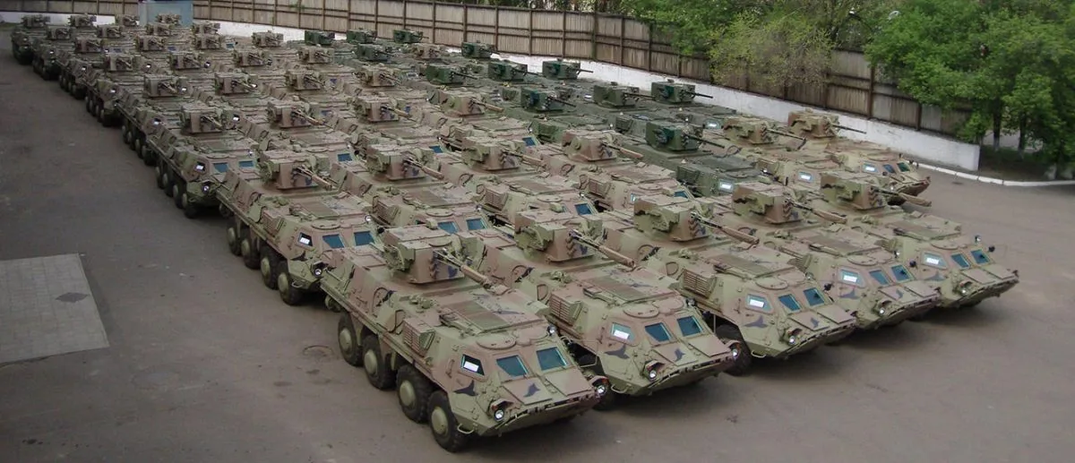 BTR-4 vehicles delivered to the Iraqi Ministry of Defence. The order was for 420; deliveries stopped at 88.