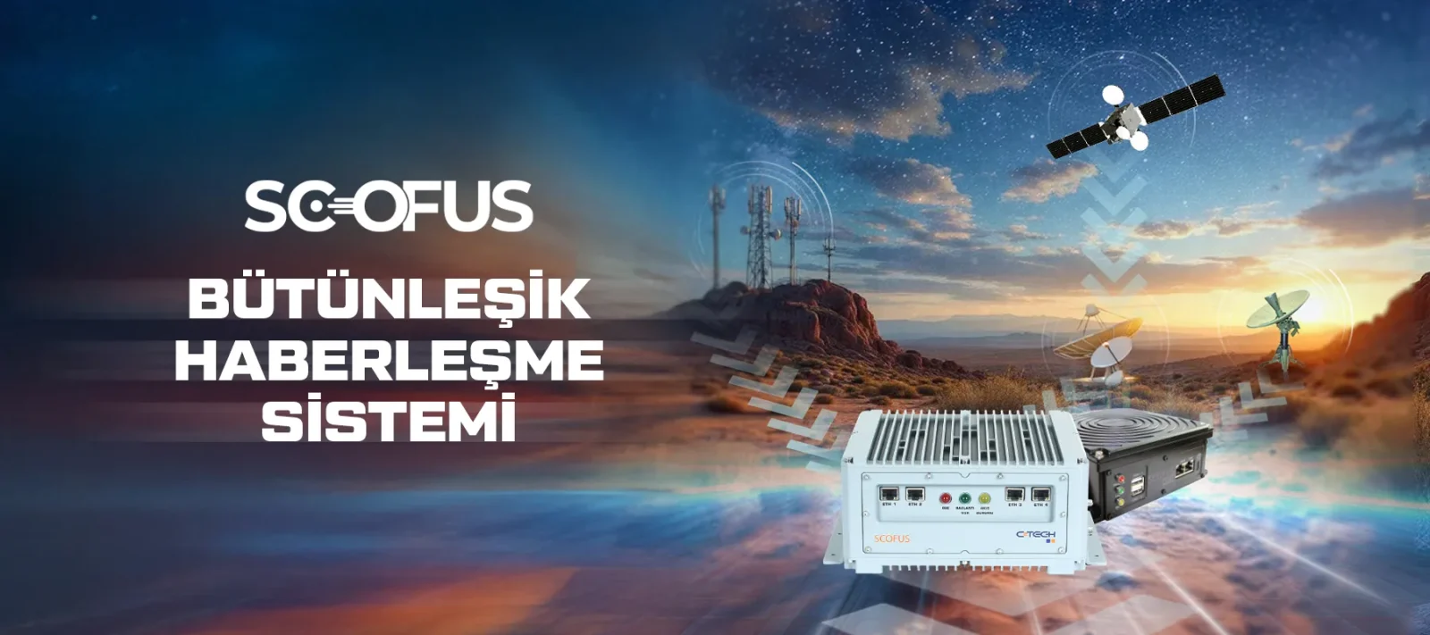 SCOFUS integrated communication system device with satellite and base station imagery