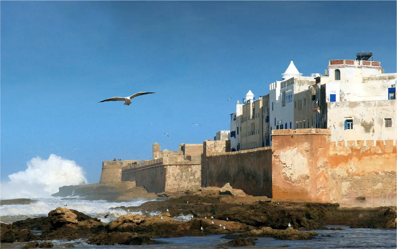 Ramparts and coastline of the Moroccan coastal city of Essaouira