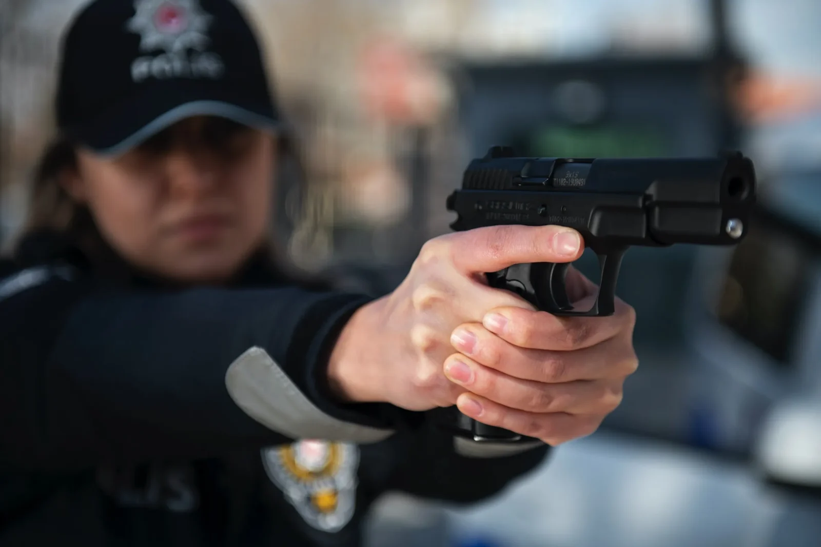 Türk polisi Sarsılmaz tabancasıyla atış talimi yapıyor