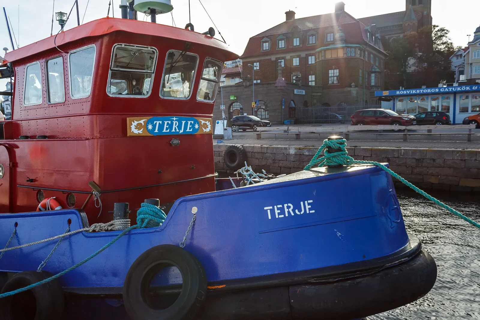Tug manoeuvring in a harbour