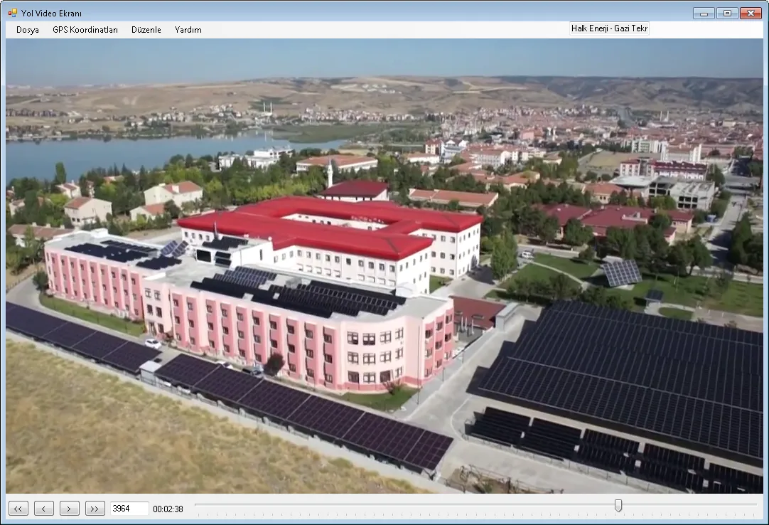 SimWorld and SimEdit: SimBT's software infrastructure 7 Software window titled Road Video Screen showing aerial footage of a campus and a playback bar