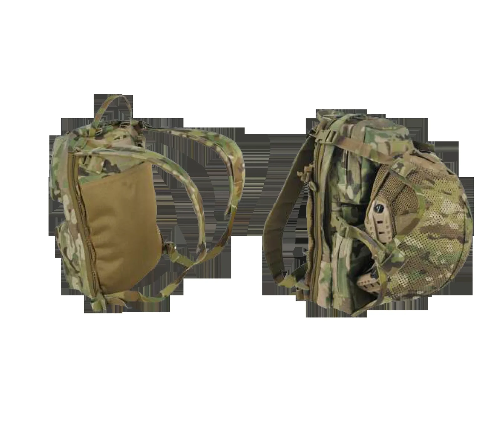 What is the YBA tactical bag and pouch line? Yiltex Armor 11 Coyote-tan MOLLE backpack, front view