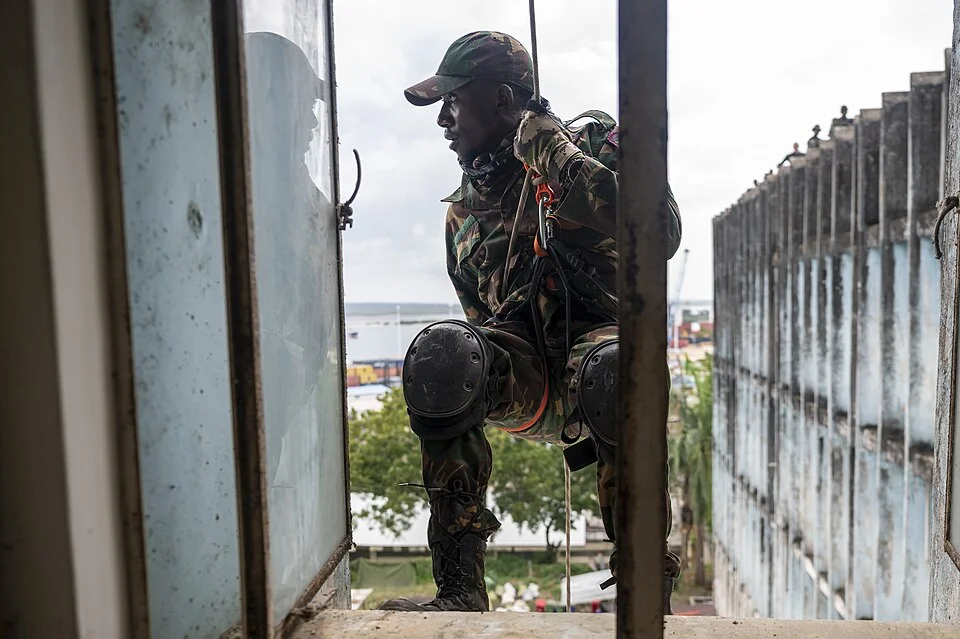 Tanzanian 93rd Special Forces Battalion soldier during a joint training exercise with U.S. Special Forces in Tanga, Tanzania