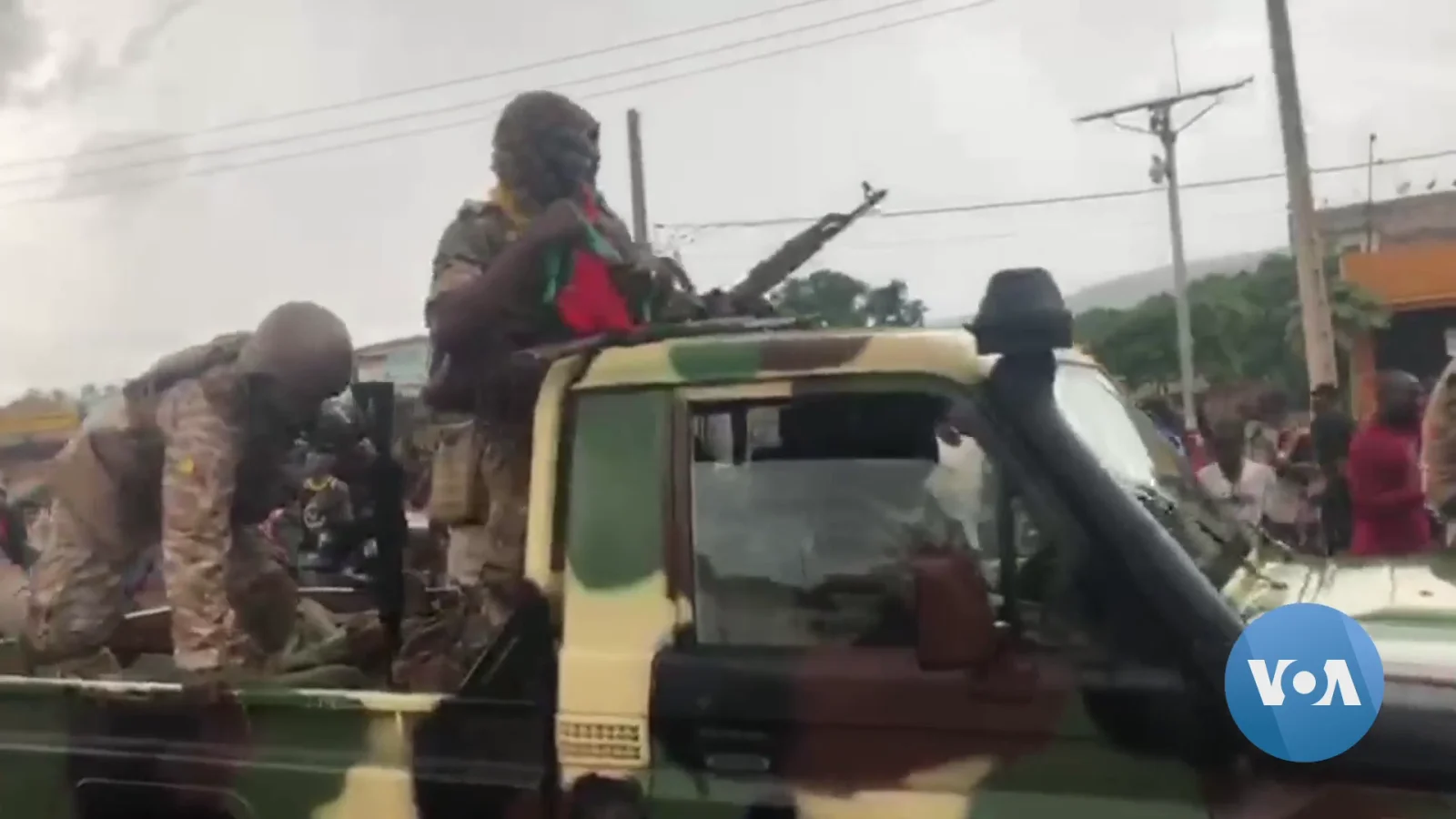 Malian Armed Forces (FAMa) soldiers and armored vehicles in the streets of Bamako, August 2020