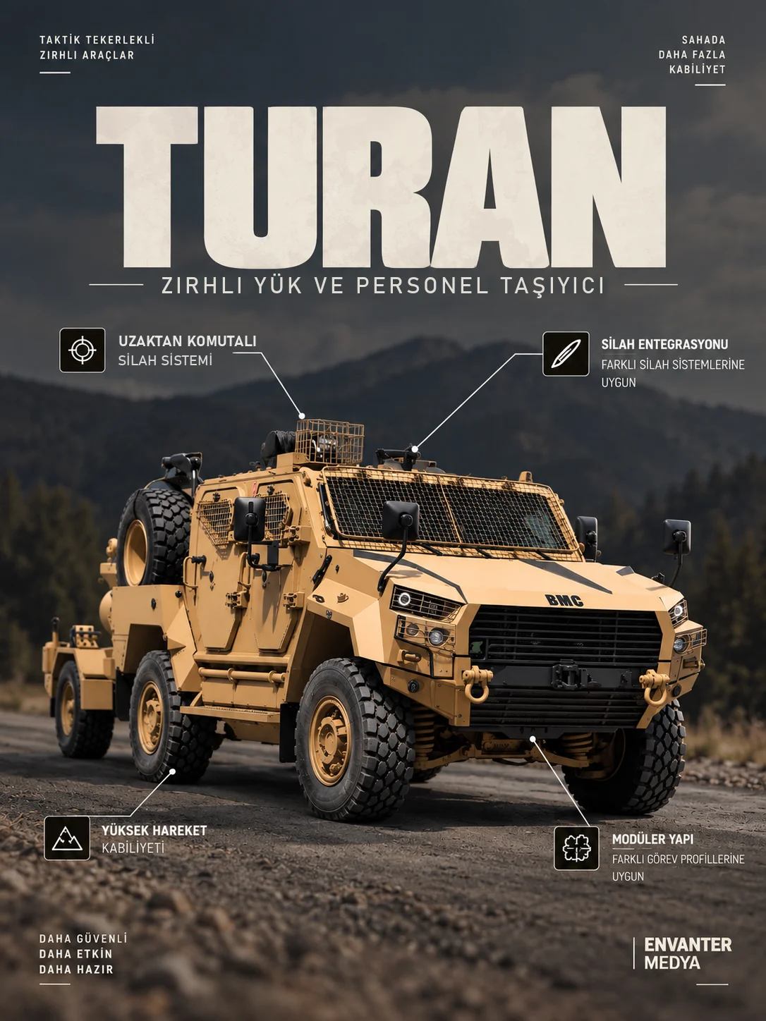TURAN Nedir? BMC’nin Zırhlı Yük ve Personel Taşıyıcısı: Özellikleri, TSK Envanteri ve İhracat infografik