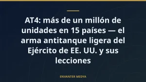 AT4: más de un millón de unidades en 15 países — el arma antitanque ligera del Ejército de EE. UU. y sus lecciones