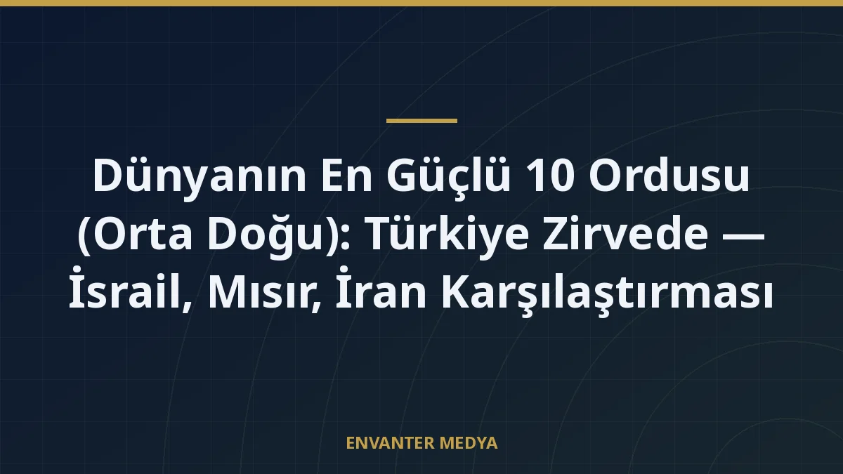 Dünyanın En Güçlü 10 Ordusu (Orta Doğu): Türkiye Zirvede — İsrail, Mısır, İran Karşılaştırması