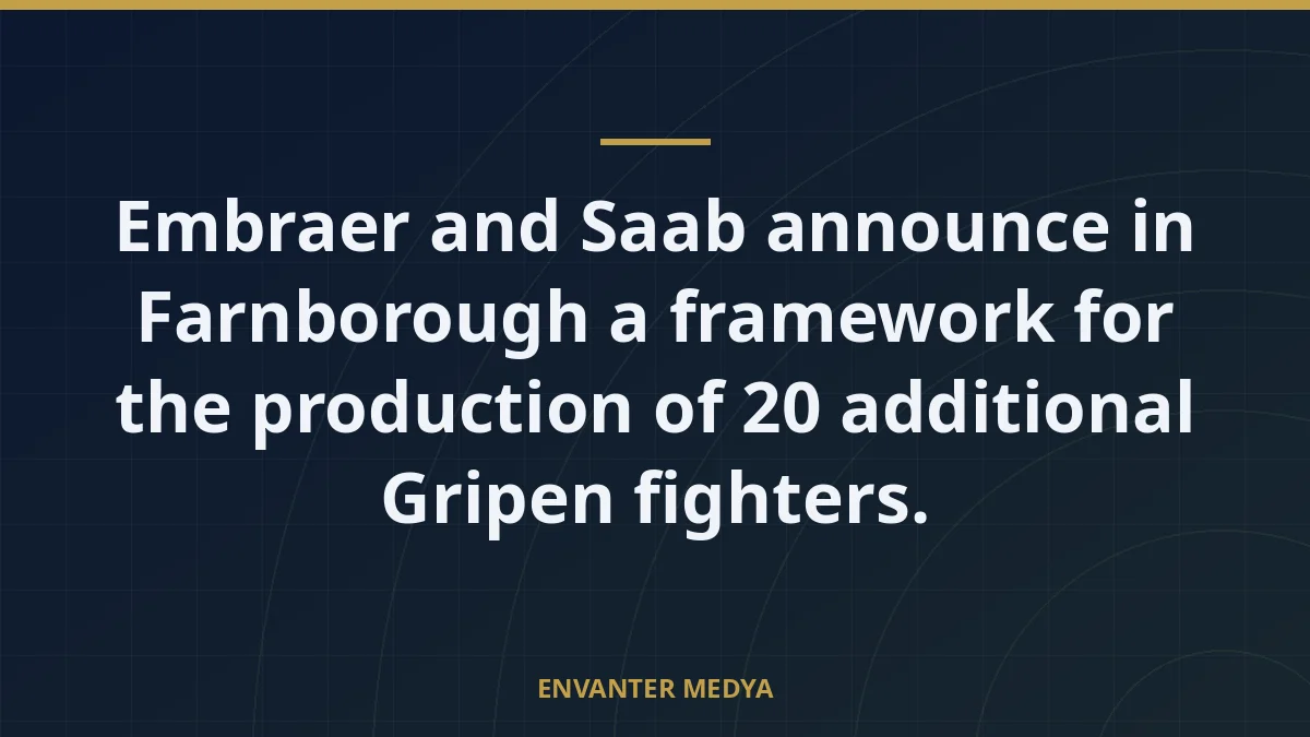 Embraer and Saab announce in Farnborough a framework for the production of 20 additional Gripen fighters.