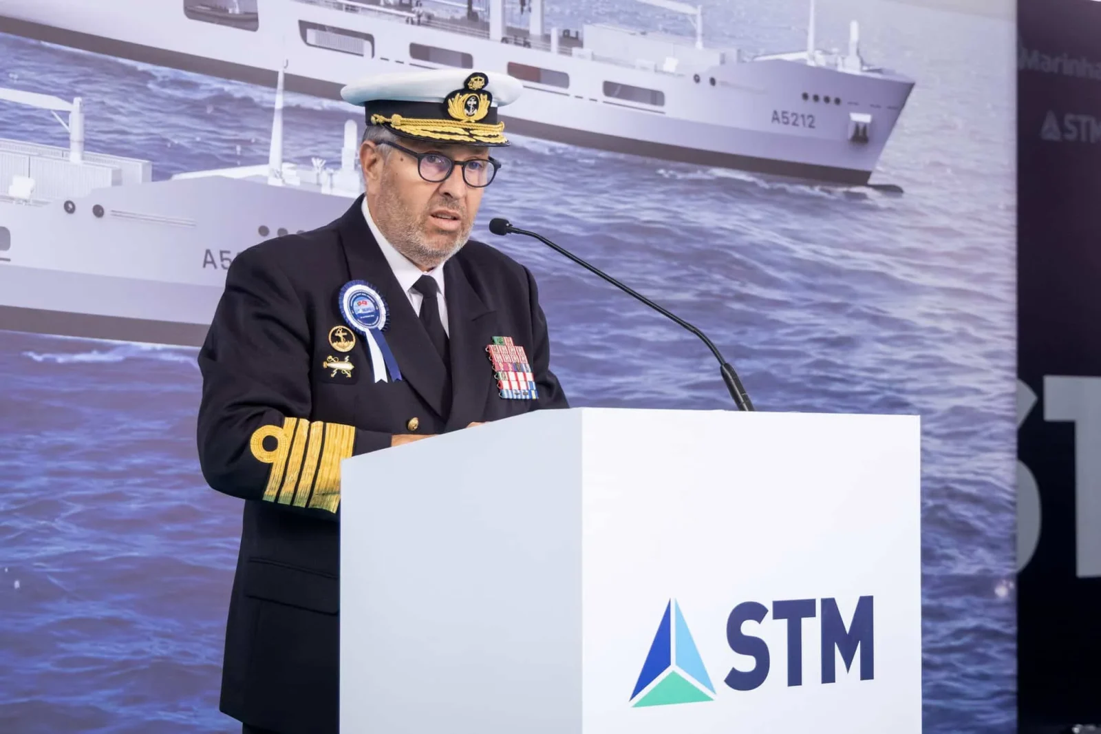 STM, Portekiz'e İkinci Askeri Gemide Omurga Töreni Düzenledi: İki Gemi Artık Eş Zamanlı İnşa Ediliyor portekiz donanmasi komutani nobre de sousa konusma