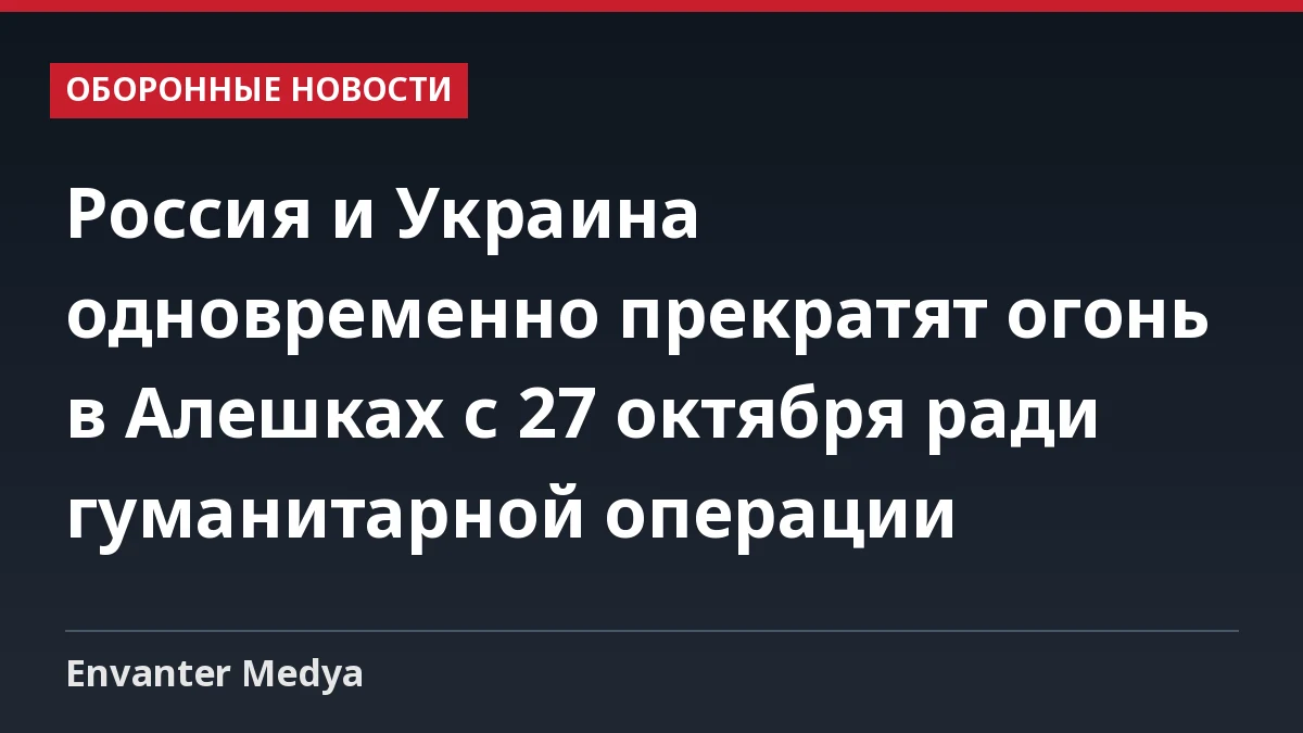 Россия и Украина одновременно прекратят огонь в Алешках с 27 октября ради гуманитарной операции