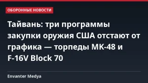 Тайвань: три программы закупки оружия США отстают от графика — торпеды MK-48 и F-16V Block 70